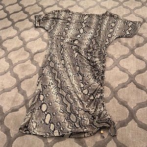 Michael Kors Stretchy snake print dress- size small with gold braided details.